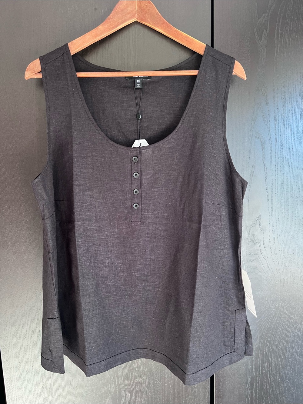 NWT Universal Standard XS (10-12) Black Henley Linen Tank